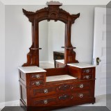 F80. Eastlake marble top dresser with mirror. 84”h x 43”w x 16”d - $150 